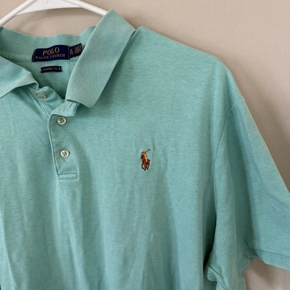 Polo Ralph Lauren Men's XL‎ Aqua Blue Short Sleeve Polo Shirt